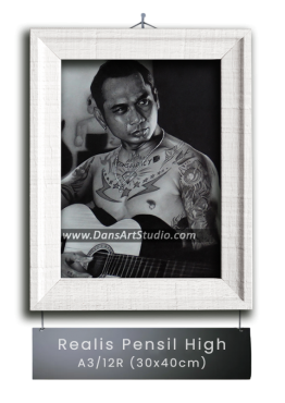 Jasa lukis realis dengan pensil ukuran A3/12R 30x40cm HIGH